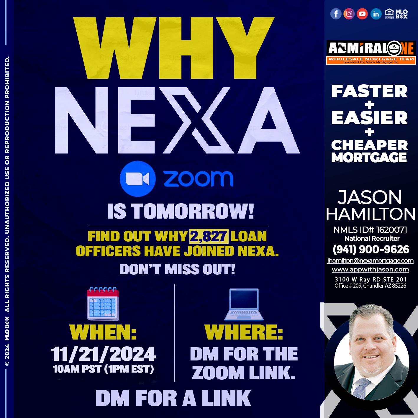 WHY NEXA - Jason Hamilton -Branch Manager  LOS Coach  National Recruiter