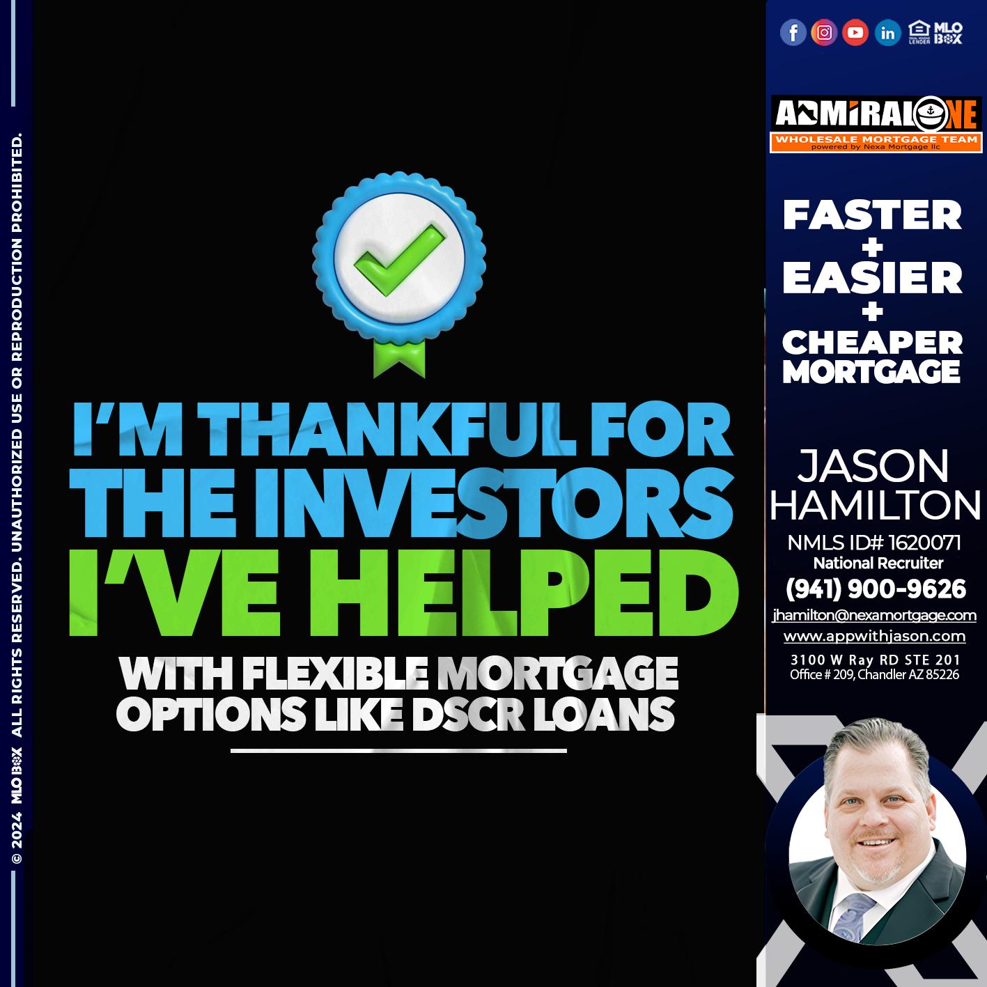 IM THANKFULL - Jason Hamilton -Branch Manager  LOS Coach  National Recruiter