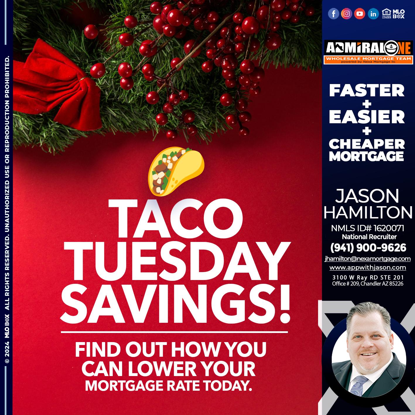 TACO TUESDAY - Jason Hamilton -Branch Manager  LOS Coach  National Recruiter