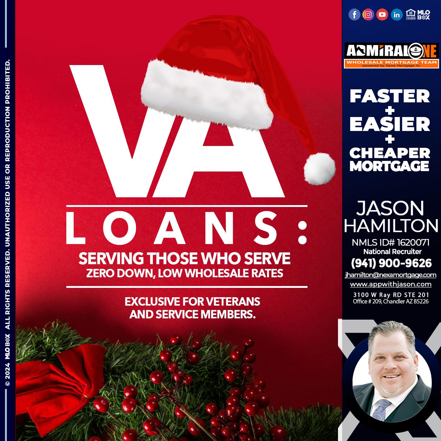 VA LOANS - Jason Hamilton -Branch Manager  LOS Coach  National Recruiter