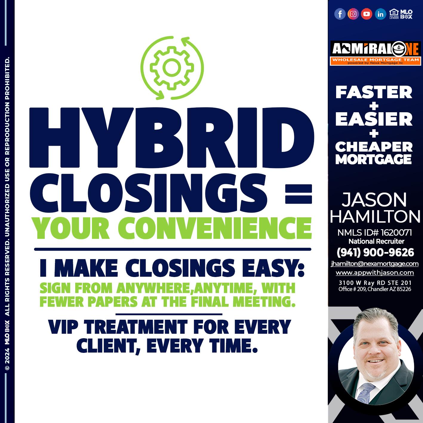 HYBRID CLOSINGS - Jason Hamilton -Branch Manager  LOS Coach  National Recruiter