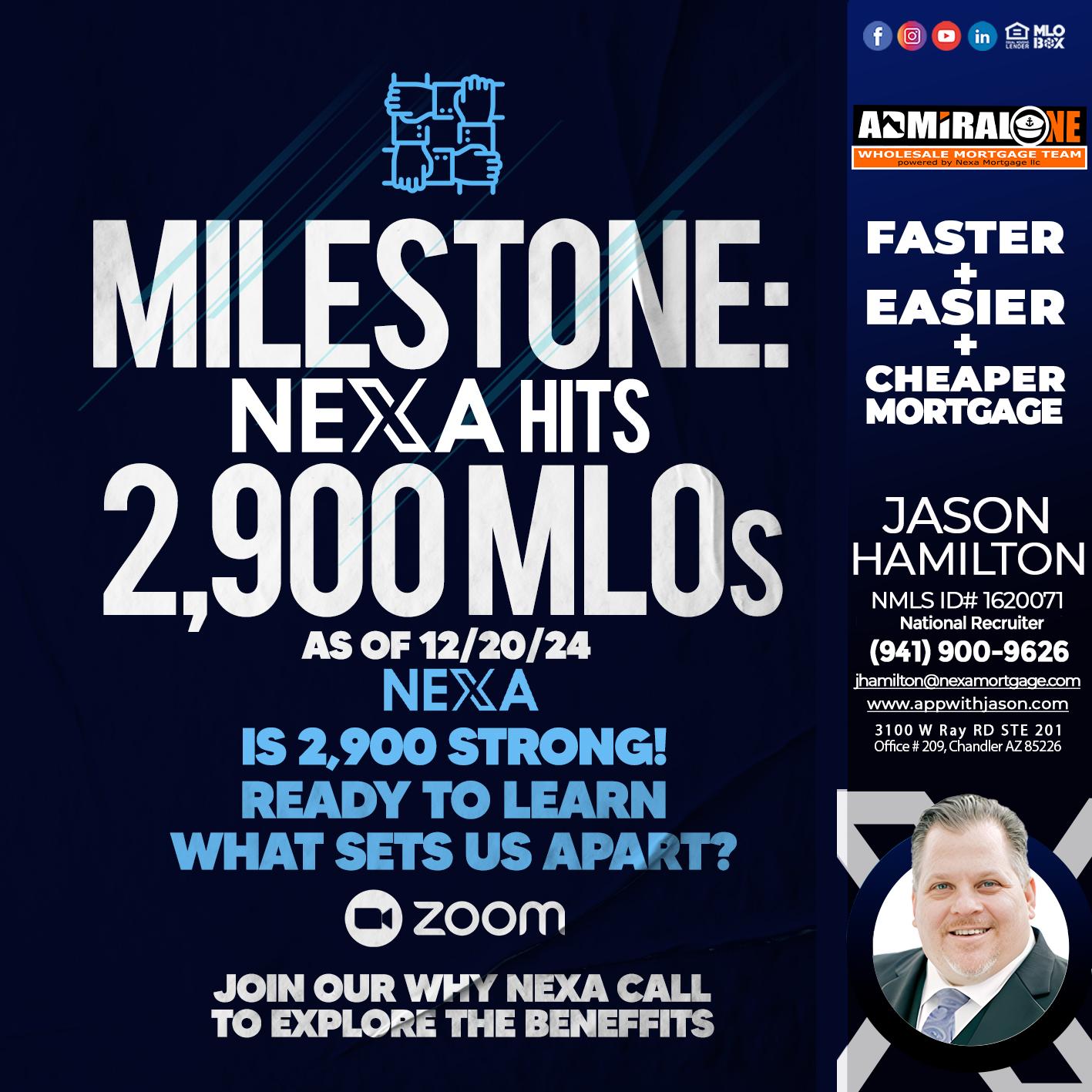 MILSTONE 2900 - Jason Hamilton -Branch Manager  LOS Coach  National Recruiter