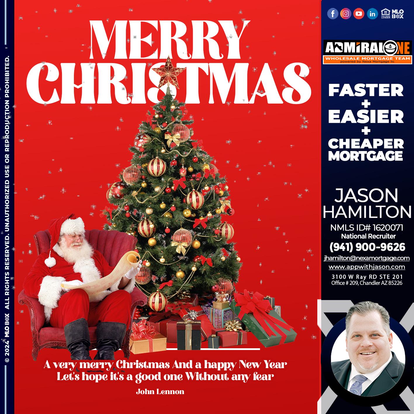 MERRY CHRISTMASS - Jason Hamilton -Branch Manager  LOS Coach  National Recruiter