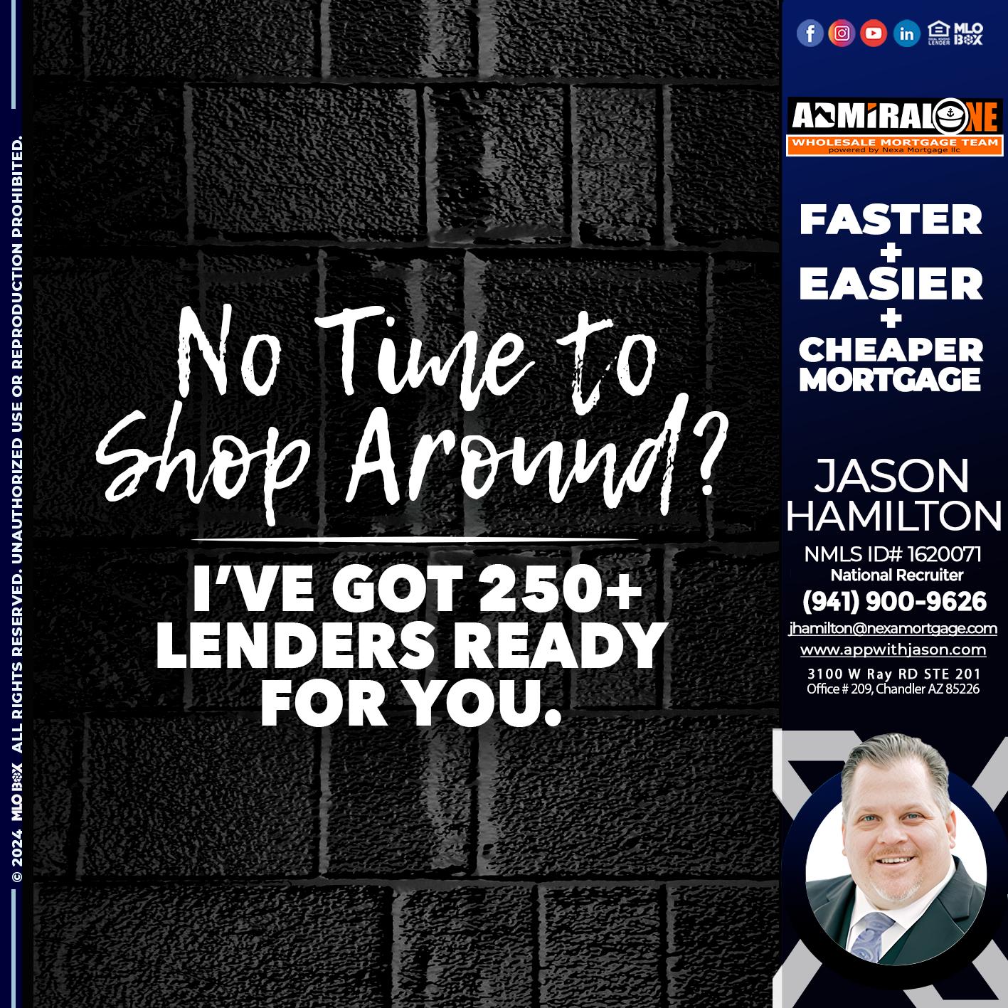 NI TIME TO SHOP AROUND - Jason Hamilton -Branch Manager  LOS Coach  National Recruiter