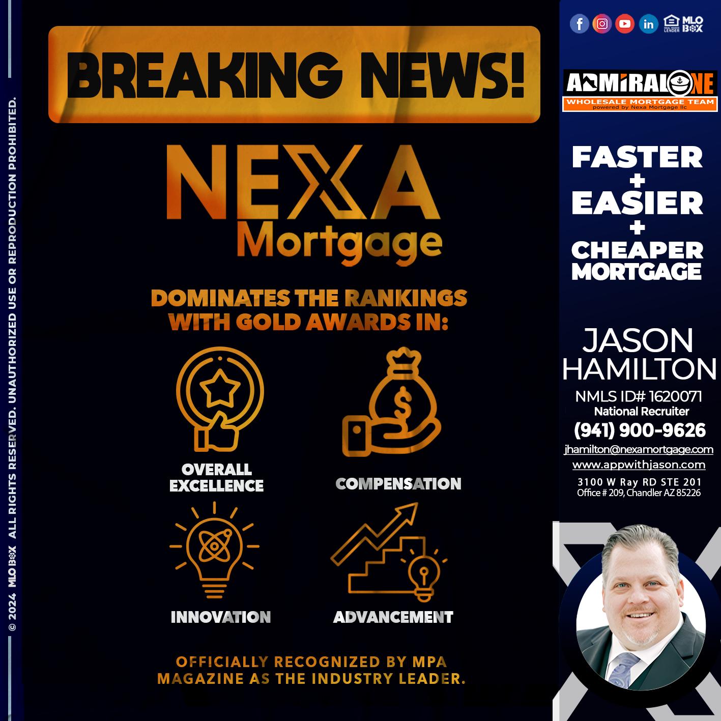 BREAKING NEWS - Jason Hamilton -Branch Manager  LOS Coach  National Recruiter