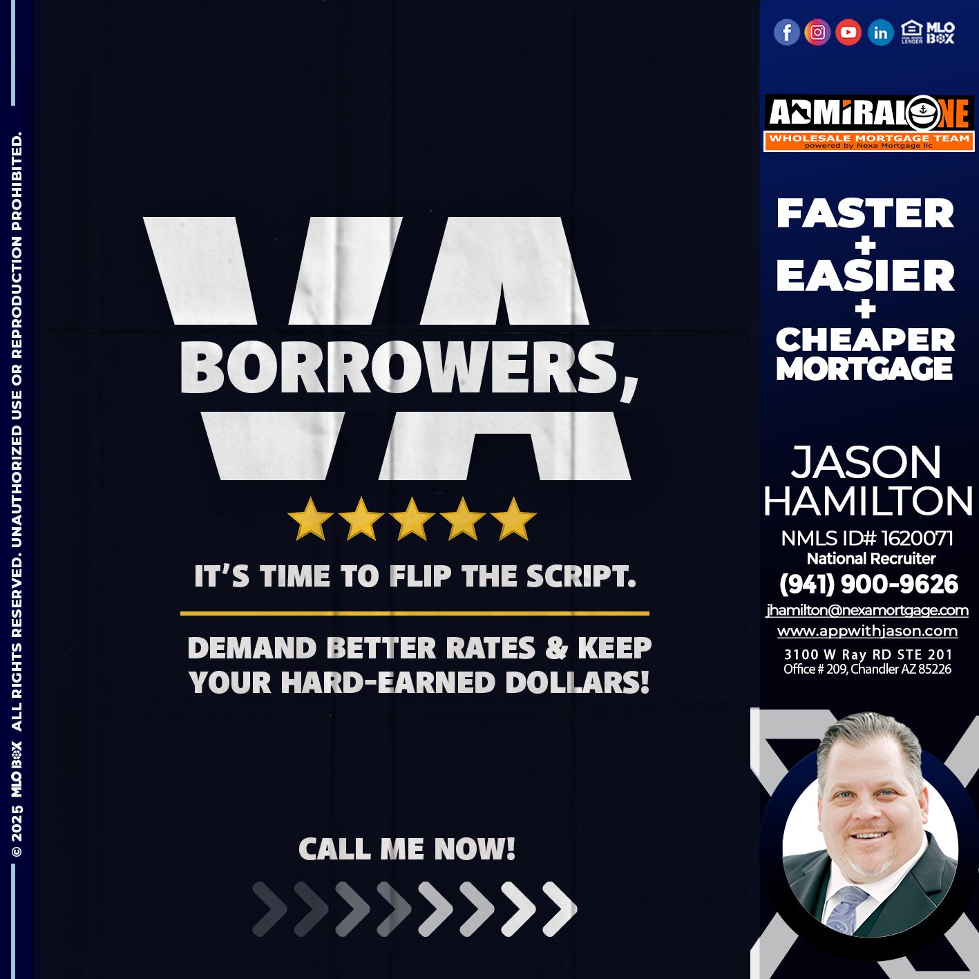 VA BORROWERS - Jason Hamilton -Consultative Lender Branch Manager Recruiter