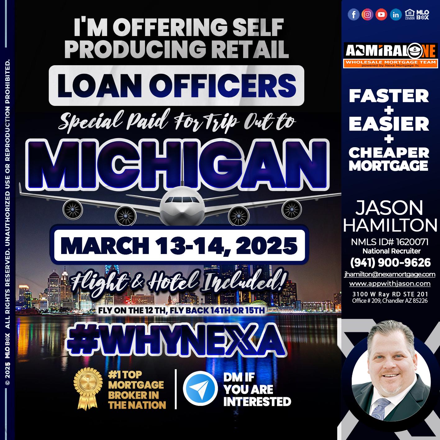 MICHIGAN TRIP - Jason Hamilton -Consultative Lender Branch Manager Recruiter