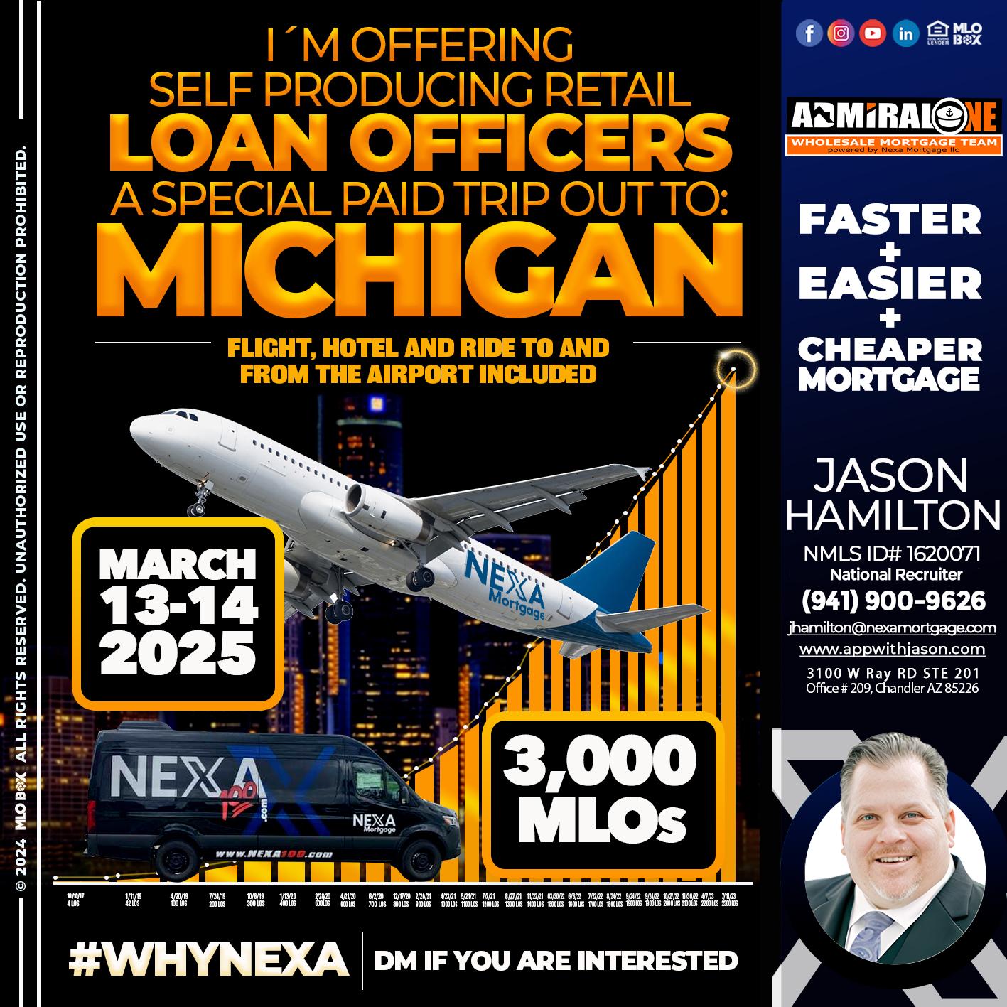 MICHIGAN TRIP - Jason Hamilton -Consultative Lender Branch Manager Recruiter