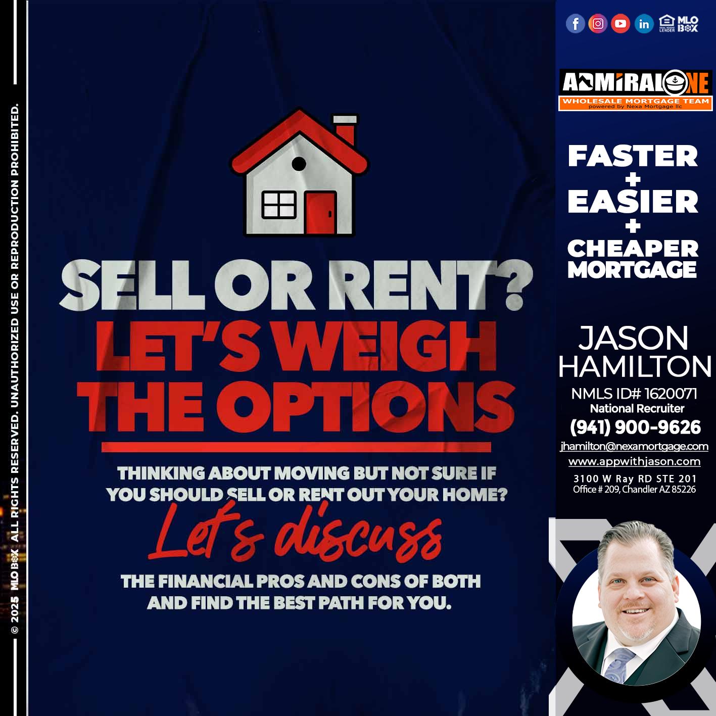 SELL OR RENT? - Jason Hamilton -Consultative Lender Branch Manager Recruiter