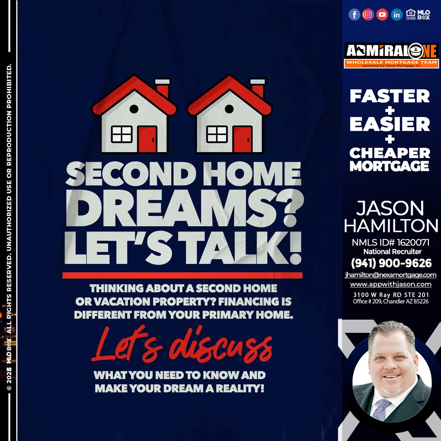 second home dreams? - Jason Hamilton -Consultative Lender Branch Manager Recruiter