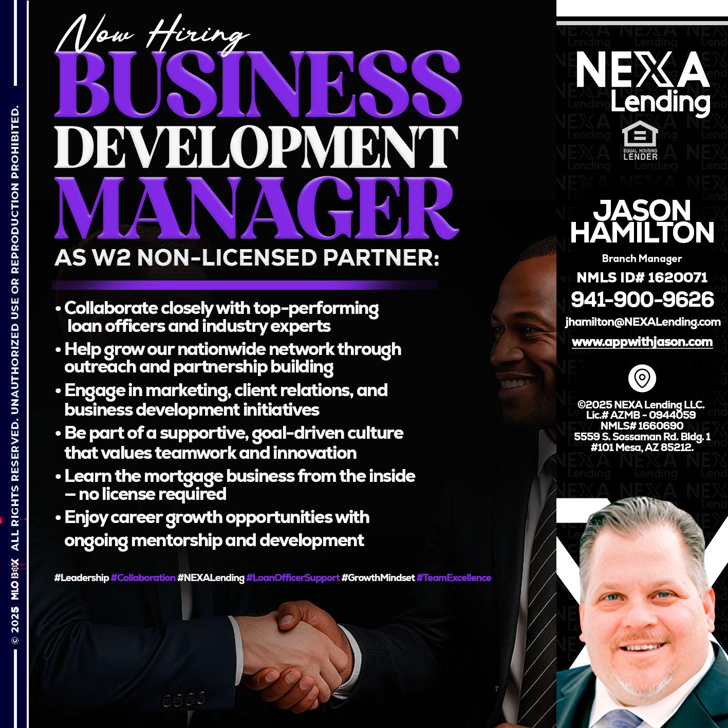 NOW HIRING - Jason Hamilton -Branch Manager