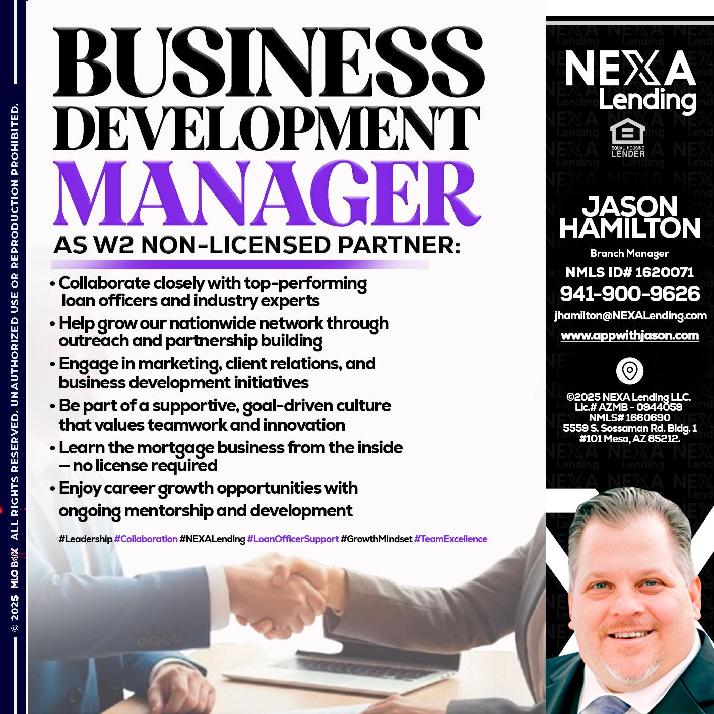 business development - Jason Hamilton -Branch Manager