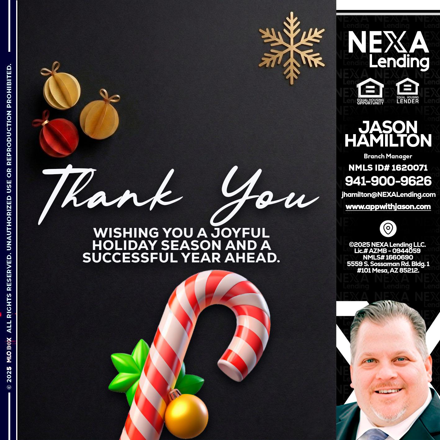 THANK YOU - Jason Hamilton -Branch Manager