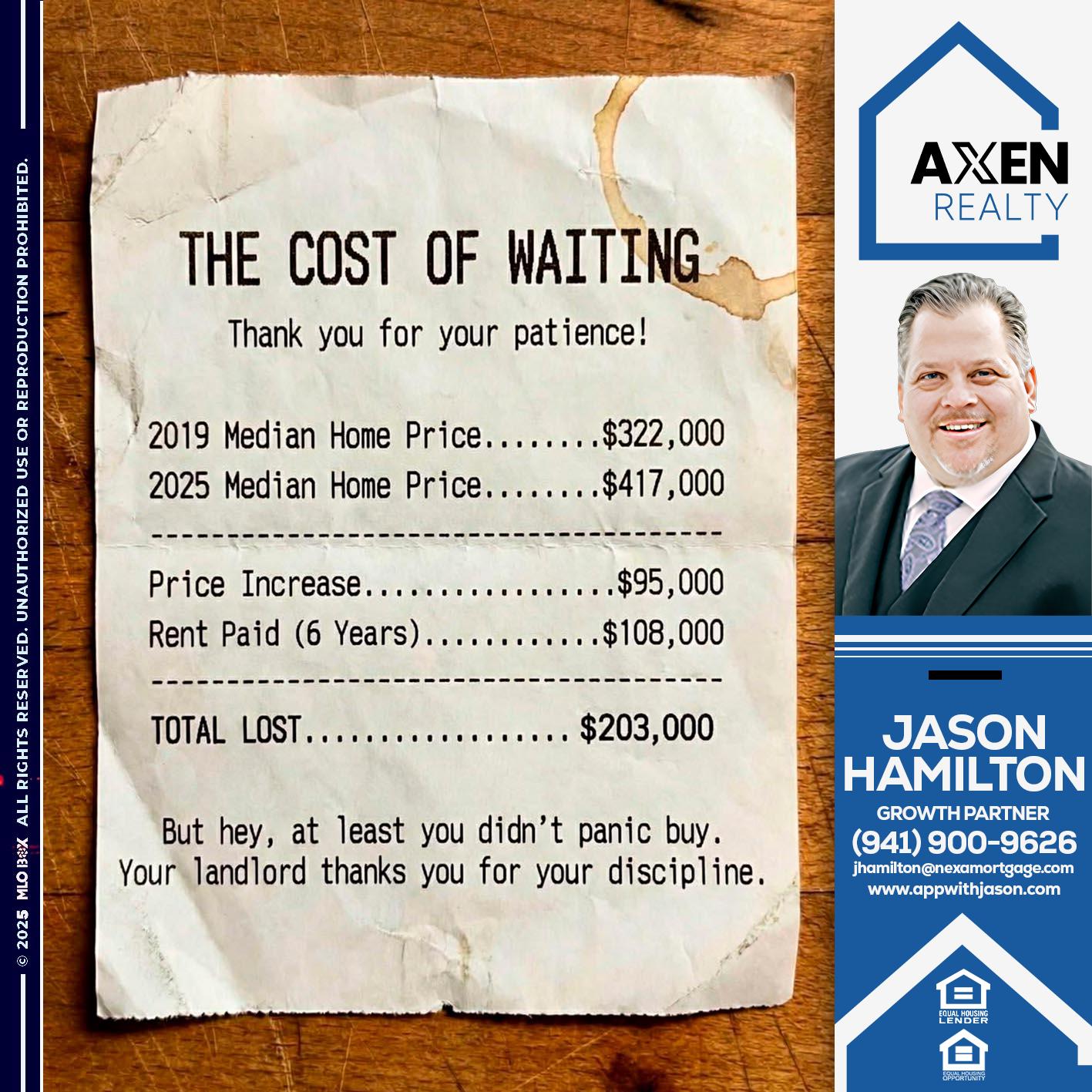 the cost of waiting - Jason Hamilton -Branch Manager