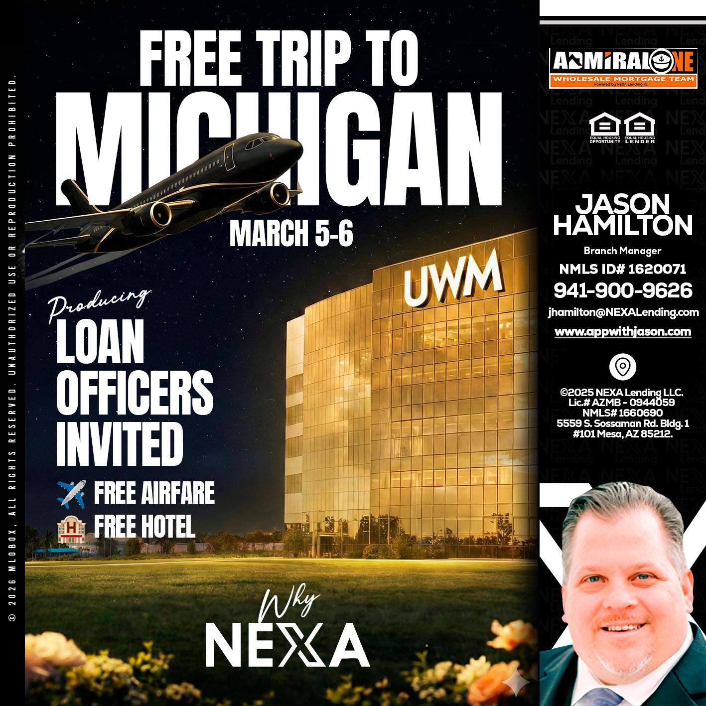 free Michigan trip - Jason Hamilton -Branch Manager