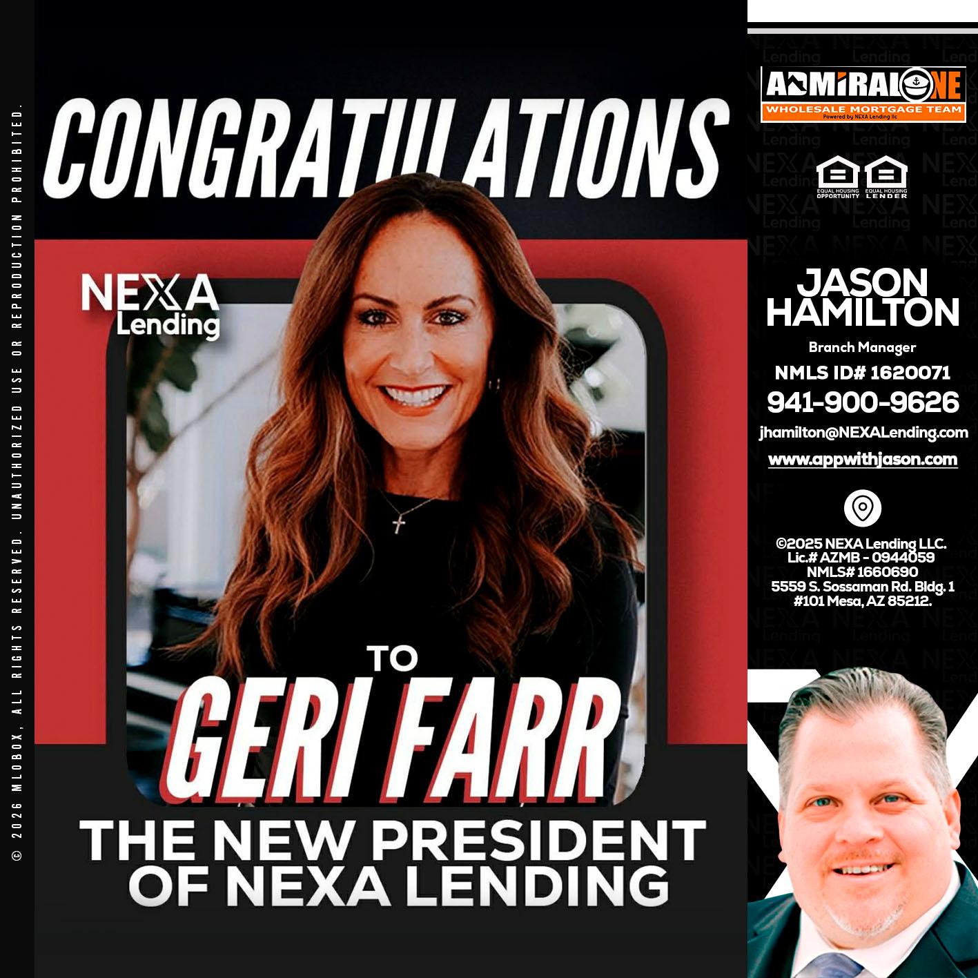 CONGRATULATIONS - Jason Hamilton -Branch Manager