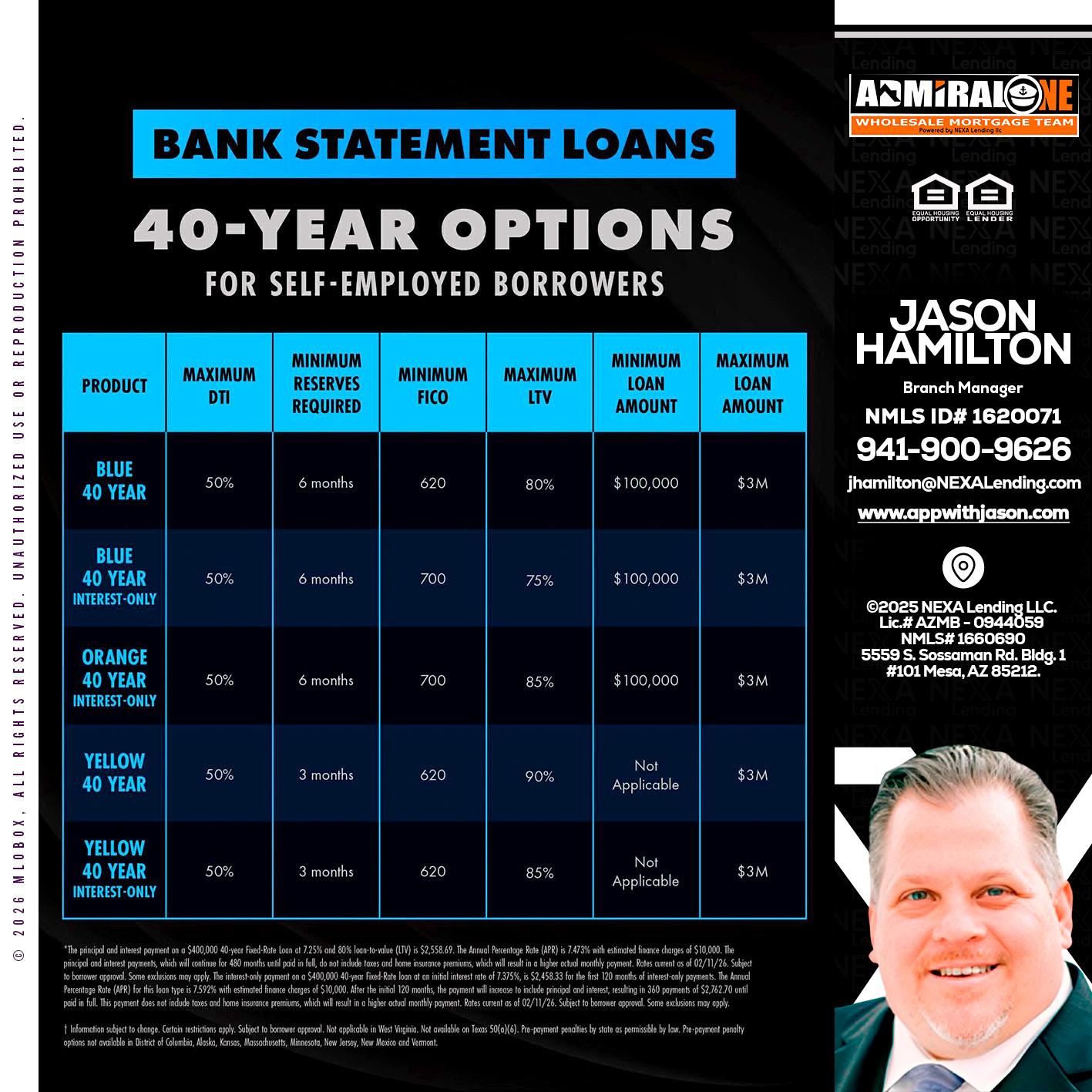 40 YR. OPTIONS - Jason Hamilton -Branch Manager