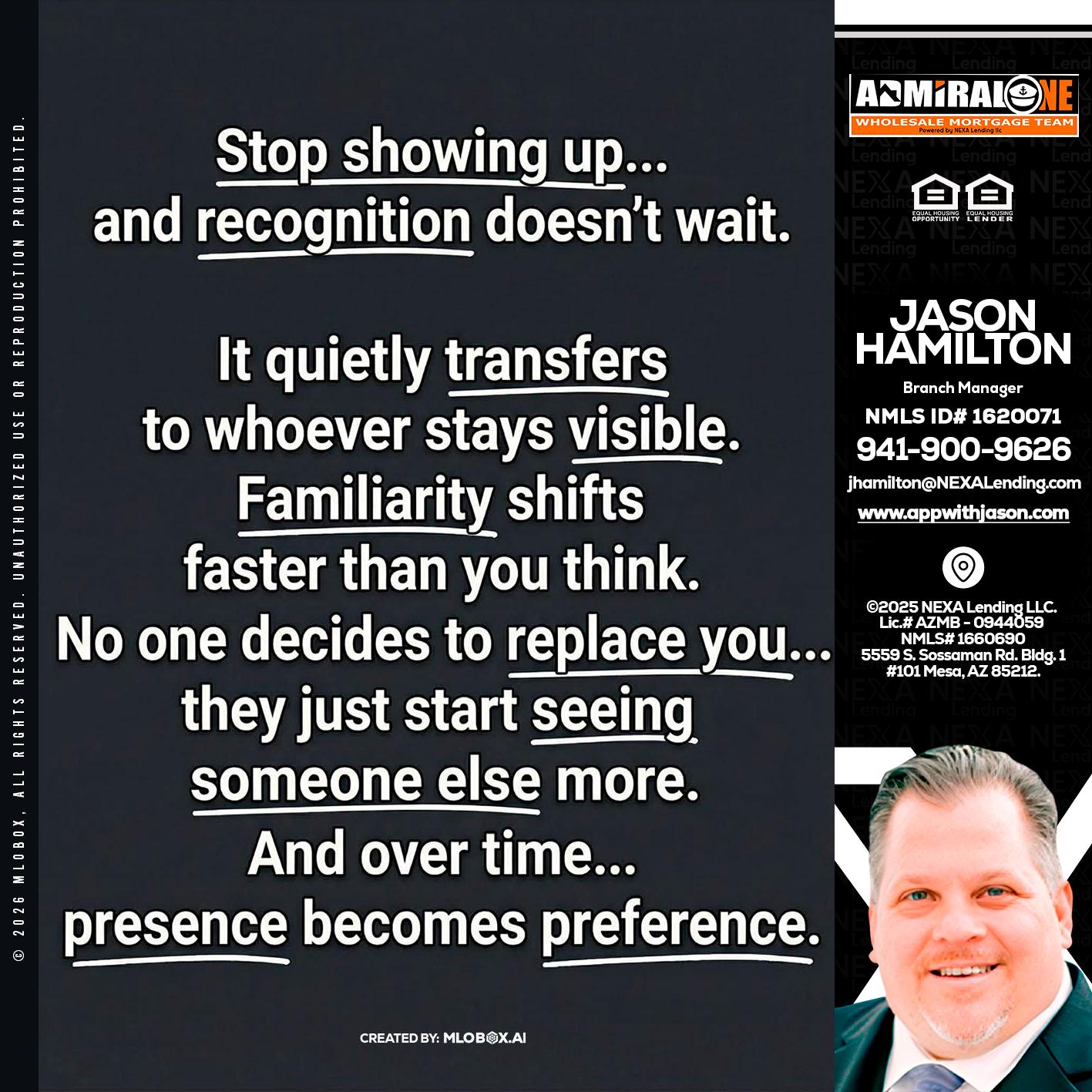 STOP SHOWING - Jason Hamilton -Branch Manager