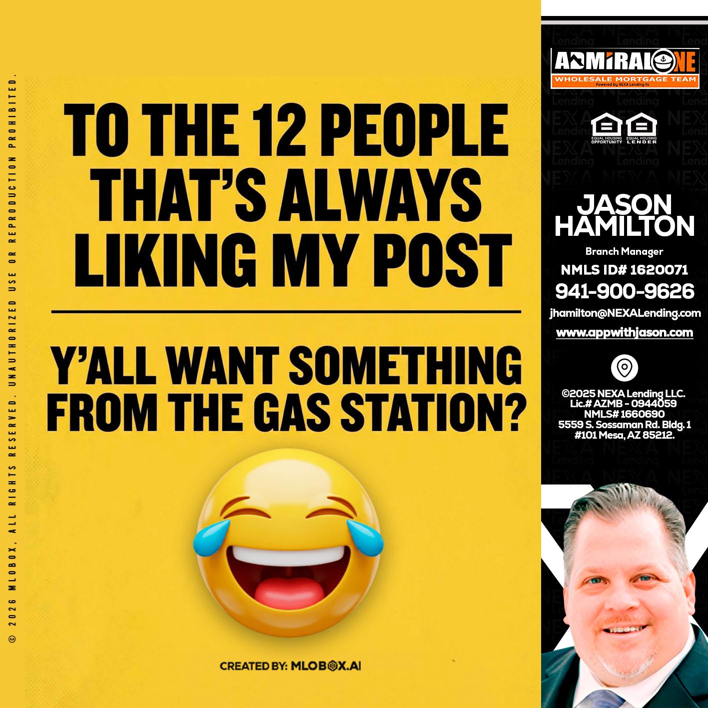 TO THE 12 PEOPLE - Jason Hamilton -Branch Manager