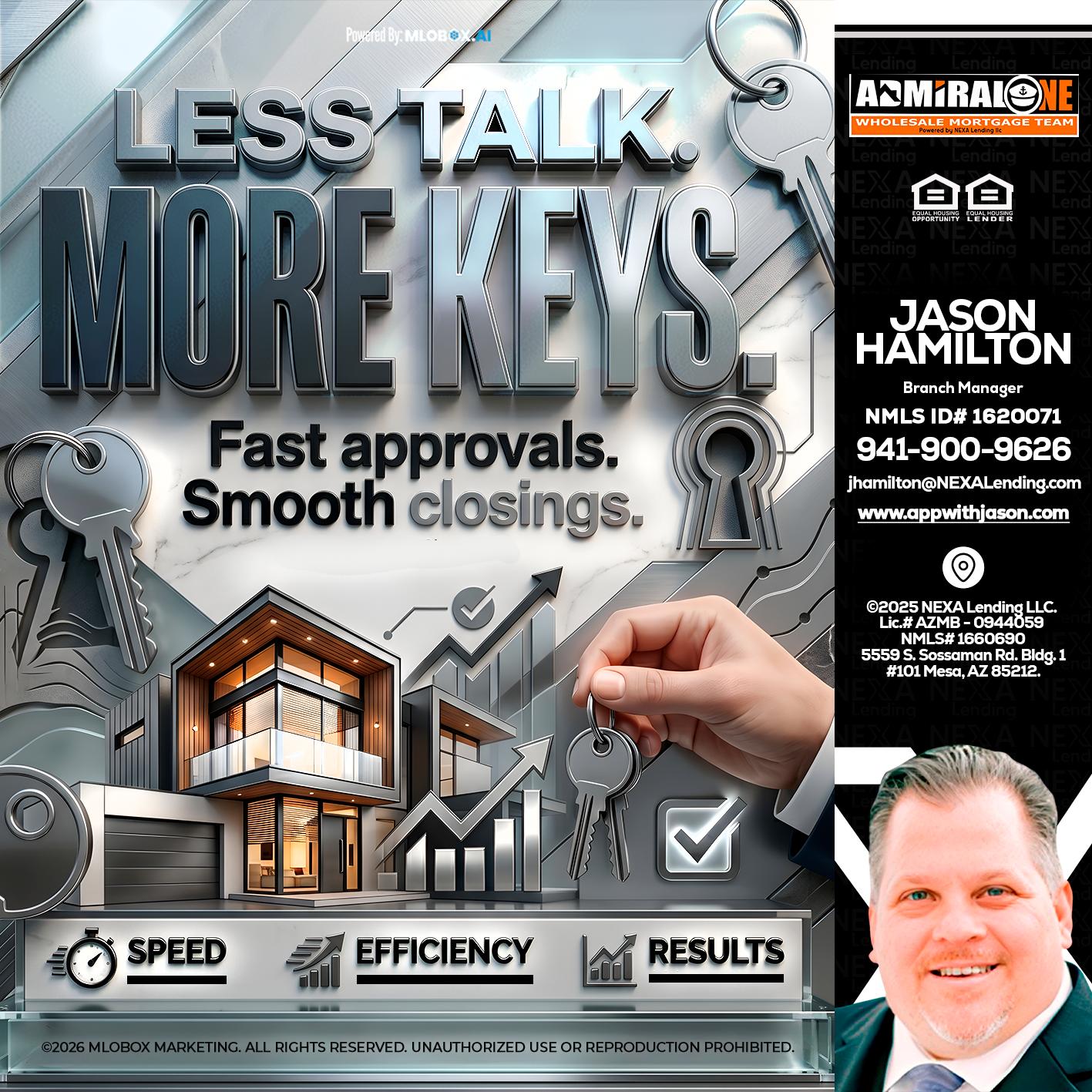 LESS TALK, MORE KEYS! - Jason Hamilton -Branch Manager