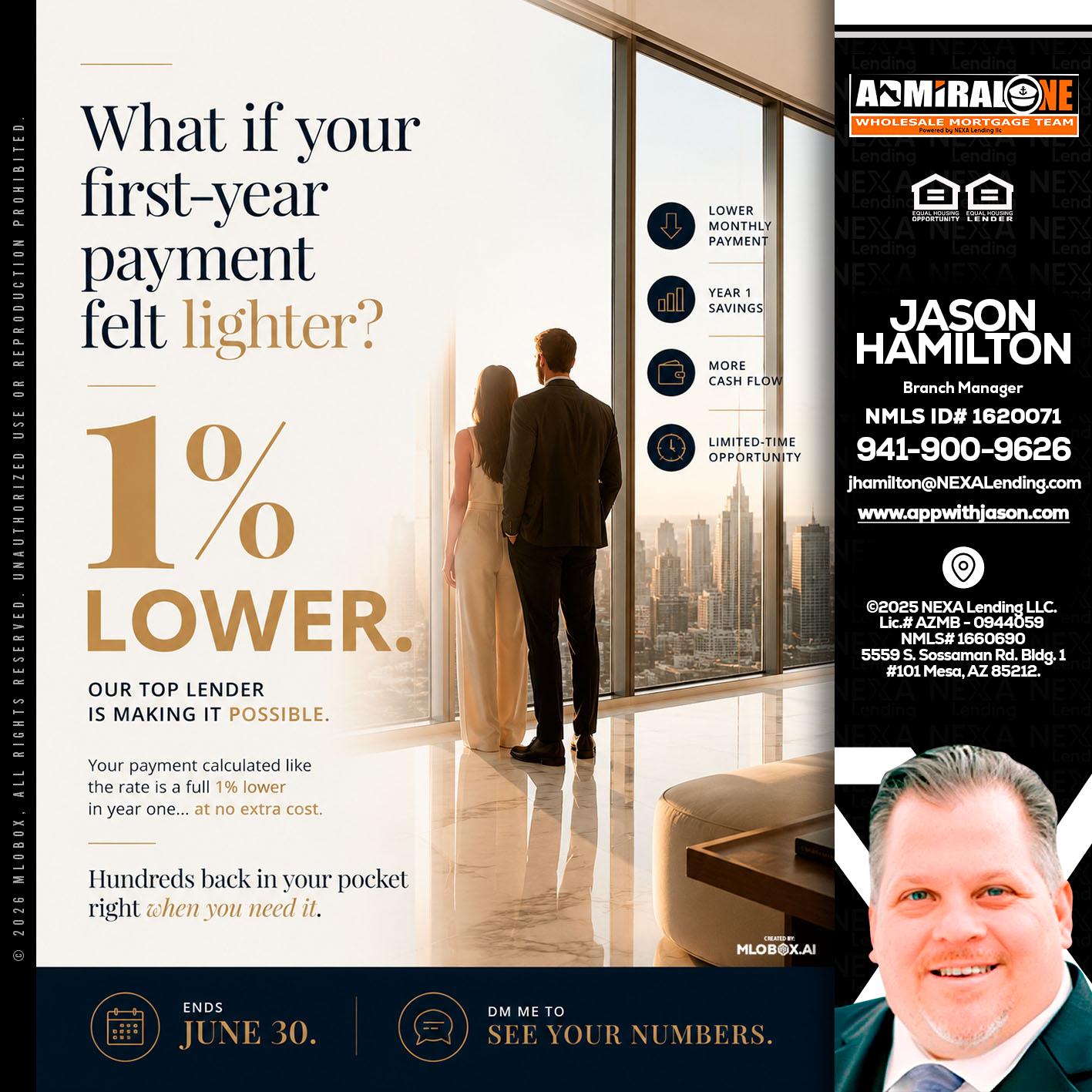 1% lower - Jason Hamilton -Branch Manager
