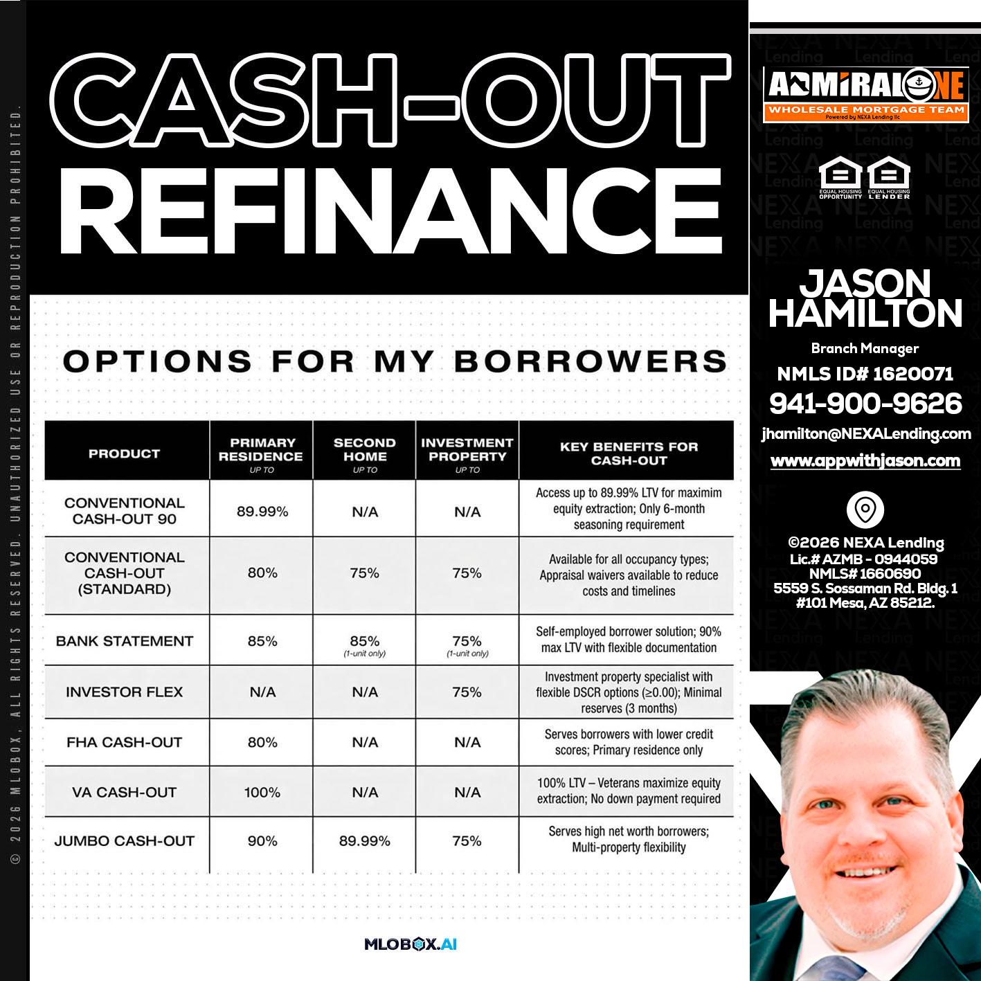 CASH OUT - Jason Hamilton -Branch Manager