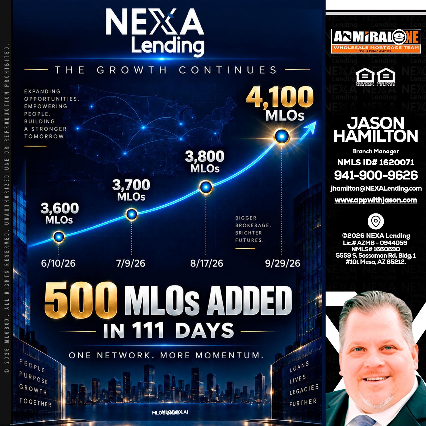 4,100 MLOs - Jason Hamilton -Branch Manager