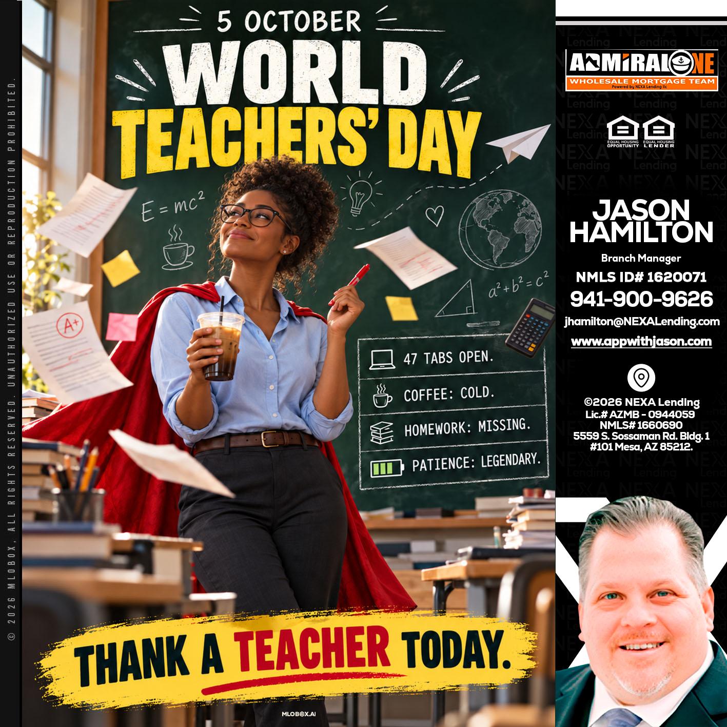 world teacher day - Jason Hamilton -Branch Manager