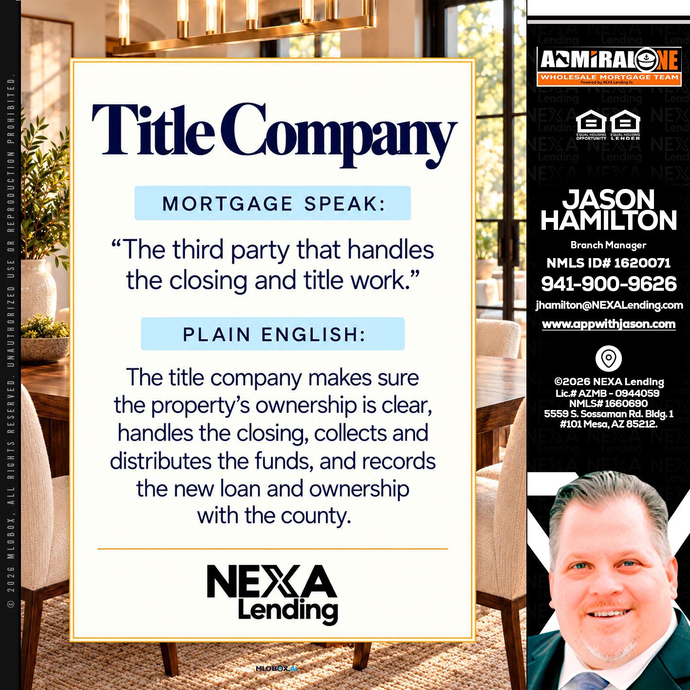TITLE COMPANY - Jason Hamilton -Branch Manager